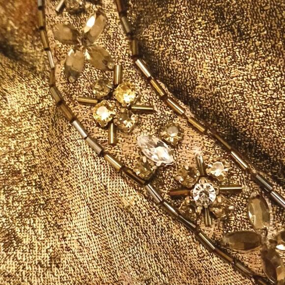 Terani Couture COCKTAIL DRESS Sz 10 Brozed Green Holiday Party ELEGANT Luxury - Picture 14 of 15